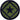 Embroidered circular military patch: navy border, green field, blue star with striped ring