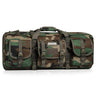Double rifle bag in woodland camouflage with long carry handle and side pouches