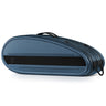 Rifle case in blue with molded handle, zipper, and oval end pocket