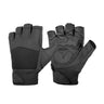 Black half-finger tactical gloves with mesh palm and knuckle padding
