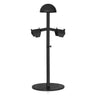 Black tabletop gear stand with dome top, four arms, and round base