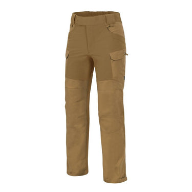 Tan cargo pants with zip fly and side cargo pockets
