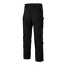Black tactical cargo pants with belt loops, button fly, and side cargo pockets