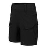 Black outdoor tactical shorts with cargo pockets, flap, and belt loop waistband