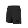 Lightweight utility shorts in black with elastic waistband and side cargo pocket