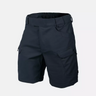 Navy blue stretch ripstop shorts, elastic waist, side cargo pockets