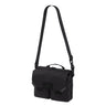 Shoulder bag with flap and MOLLE-style front straps, black