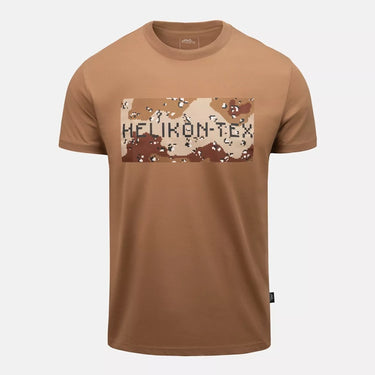 Mud brown camo logo T-shirt with HELIKON-TEX graphic