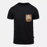 Pocket T-shirt with chest pocket, black crew neck short sleeves