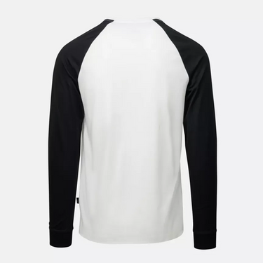 Long-sleeve baseball tee with white back and black raglan sleeves