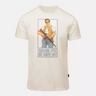 Sand crew-neck T-shirt with short sleeves and front graphic print