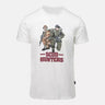 White crewneck T-shirt with front SCUD HUNTERS graphic
