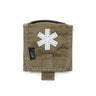 Medical kit pouch in coyote brown with white cross patch and reinforced edges