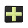 Medic cross patch with neon green cross on black backing