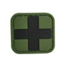 Medic cross patch with black cross on olive green backing