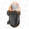 Brown tactical knee protector with oval black armor plate and side straps
