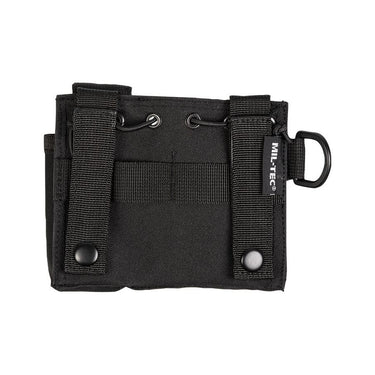 Black MOLLE admin pouch with front organizer panels and two snap buttons