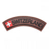 Curved tab patch, brown border with SWITZERLAND text and red cross icon