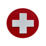 Hook-and-loop cross patch, round red backing with white cross center