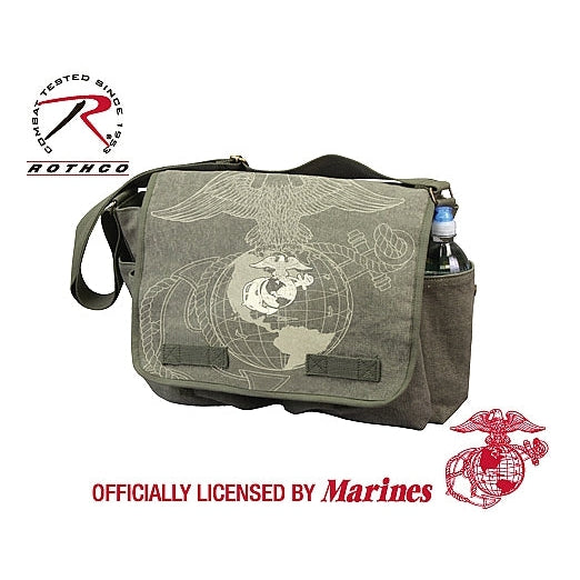 Rothco Vintage USMC Globe & Anchor Logo Canvas Messenger Bag Hong Kong