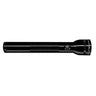Maglite 2-cell xenon flashlight, black cylindrical body with switch and knurled grip