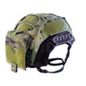 Camouflage helmet cover with padded cheek panels and adjustable side straps