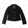 Ladies wool cropped peacoat, black; double-breasted with dark buttons and notch lapels