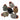 Capless knee protector set with mixed colors and camo patterns, each with side straps