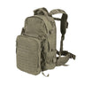 28L tactical backpack in tan, MOLLE-style front panel, padded shoulder straps.