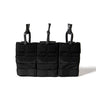 Black triple MOLLE magazine pouch, front view with MOLLE webbing