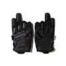 Black impact mechanic gloves with molded knuckle pads and protective finger slots