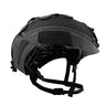 Black helmet cover with breathable mesh top and padded side panels