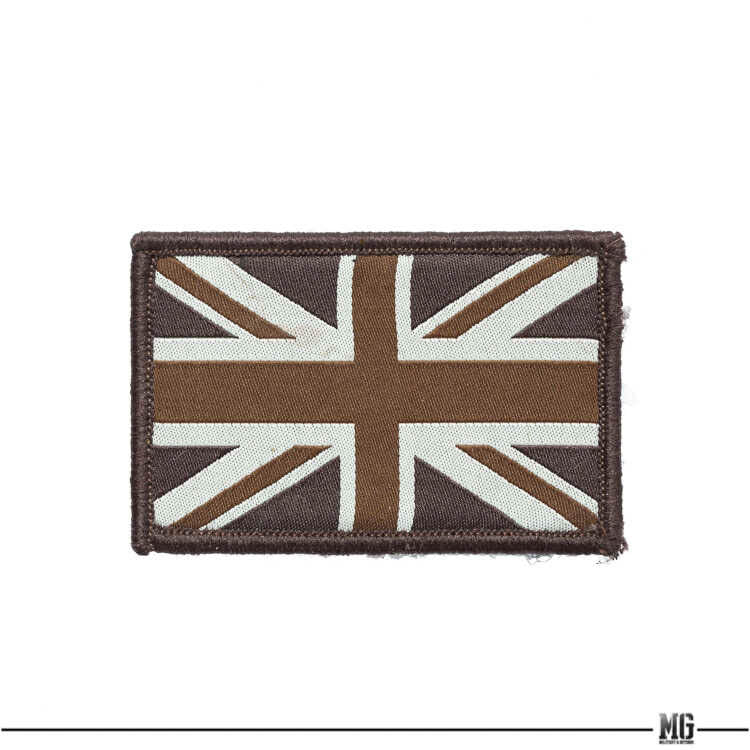 Brown Sand Colour UK Flag Patch Hook&lo Op Sew On Union Jack Army - Foto 2