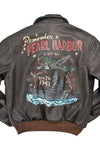 Cockpit USA Remember Pearl Harbor A-2 Leather Jacket Brown / XL (X-Large) (7103060574392)
