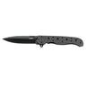 EDC folding pocket knife with spear point blade, black handle with grip holes