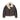 Brown leather sheepskin jacket with cream shearling collar, full zip, two chest pockets