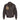 Brown leather G-1 bomber jacket with front zip, two chest pockets, and sleeve patch