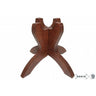 Denix wood stand, dark carved U-shaped support with three feet base.