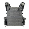 Plate carrier front panel with tan MOLLE grid, padded chest, and black straps