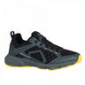 Gray trekking shoes with black accents and yellow rubber outsole