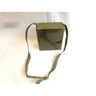 Olive drab decontamination kit box with carry strap and hinged top flap