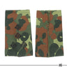 Flecktarn camouflage rank slides pair with embroidered insignia, black-bordered edges