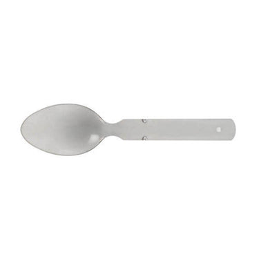 Stainless steel spoon with wide oval bowl and straight handle