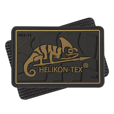 Black rubber Velcro logo patch with Helikon-Tex text and horse icon