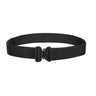 Tactical belt in black webbing with dark cobra-style buckle