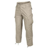 Khaki cotton ripstop cargo pants with multiple utility pockets and belt loops