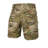 Multicam camouflage ripstop shorts with elastic waistband, cargo pockets, 8.5 in length