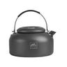 Dark aluminum camp kettle with curved handle and matching lid