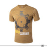 Tan cotton T-shirt with Bolt Carrier graphic print on chest