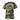 Camouflage T-shirt with short sleeves and crew neck, green-and-brown pattern